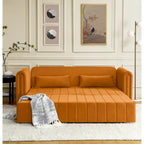 Canapé-lit gigogne 3 en 1, canapé-lit futon convertible moderne à 3 places avec accoudoirs roulés décorés de clous en cuivre