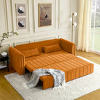 Canapé-lit gigogne 3 en 1, canapé-lit futon convertible moderne à 3 places avec accoudoirs roulés décorés de clous en cuivre
