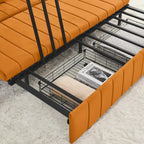 Canapé-lit gigogne 3 en 1, canapé-lit futon convertible moderne à 3 places avec accoudoirs roulés décorés de clous en cuivre