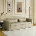 Canapé-lit gigogne 3 en 1, canapé-lit futon convertible moderne à 3 places avec accoudoirs roulés décorés de clous en cuivre