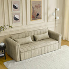 Canapé-lit gigogne 3 en 1, canapé-lit futon convertible moderne à 3 places avec accoudoirs roulés décorés de clous en cuivre