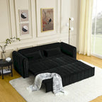 Canapé-lit gigogne 3 en 1, canapé-lit futon convertible moderne à 3 places avec accoudoirs roulés décorés de clous en cuivre