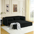 Canapé-lit gigogne 3 en 1, canapé-lit futon convertible moderne à 3 places avec accoudoirs roulés décorés de clous en cuivre