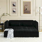 Canapé-lit gigogne 3 en 1, canapé-lit futon convertible moderne à 3 places avec accoudoirs roulés décorés de clous en cuivre
