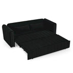 Canapé-lit gigogne 3 en 1, canapé-lit futon convertible moderne à 3 places avec accoudoirs roulés décorés de clous en cuivre