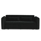 Canapé-lit gigogne 3 en 1, canapé-lit futon convertible moderne à 3 places avec accoudoirs roulés décorés de clous en cuivre