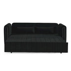 Canapé-lit gigogne 3 en 1, canapé-lit futon convertible moderne à 3 places avec accoudoirs roulés décorés de clous en cuivre