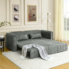 Canapé-lit gigogne 3 en 1, canapé-lit futon convertible moderne à 3 places avec accoudoirs roulés décorés de clous en cuivre