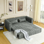 Canapé-lit gigogne 3 en 1, canapé-lit futon convertible moderne à 3 places avec accoudoirs roulés décorés de clous en cuivre