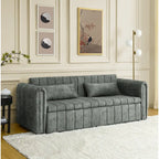 Canapé-lit gigogne 3 en 1, canapé-lit futon convertible moderne à 3 places avec accoudoirs roulés décorés de clous en cuivre