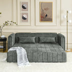 Canapé-lit gigogne 3 en 1, canapé-lit futon convertible moderne à 3 places avec accoudoirs roulés décorés de clous en cuivre