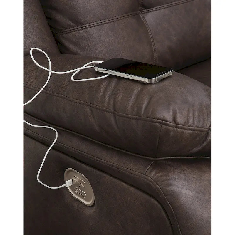 Canapé sectionnel inclinable électrique 3 pièces brun foncé – 112L x 39P x 41H Ensemble de salon