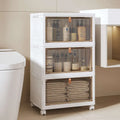 Meuble de rangement de salle de bain à 3 niveaux Javlergo, bacs de rangement avec couvercle, boîtes de rangement empilables, organiseurs de rangement pliables