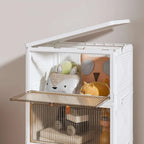 Meuble de rangement de salle de bain à 3 niveaux Javlergo, bacs de rangement avec couvercle, boîtes de rangement empilables, organiseurs de rangement pliables