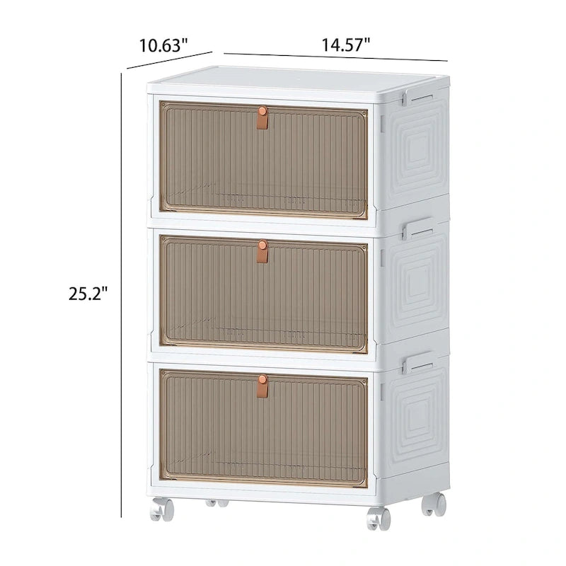 Meuble de rangement de salle de bain à 3 niveaux Javlergo, bacs de rangement avec couvercle, boîtes de rangement empilables, organiseurs de rangement pliables