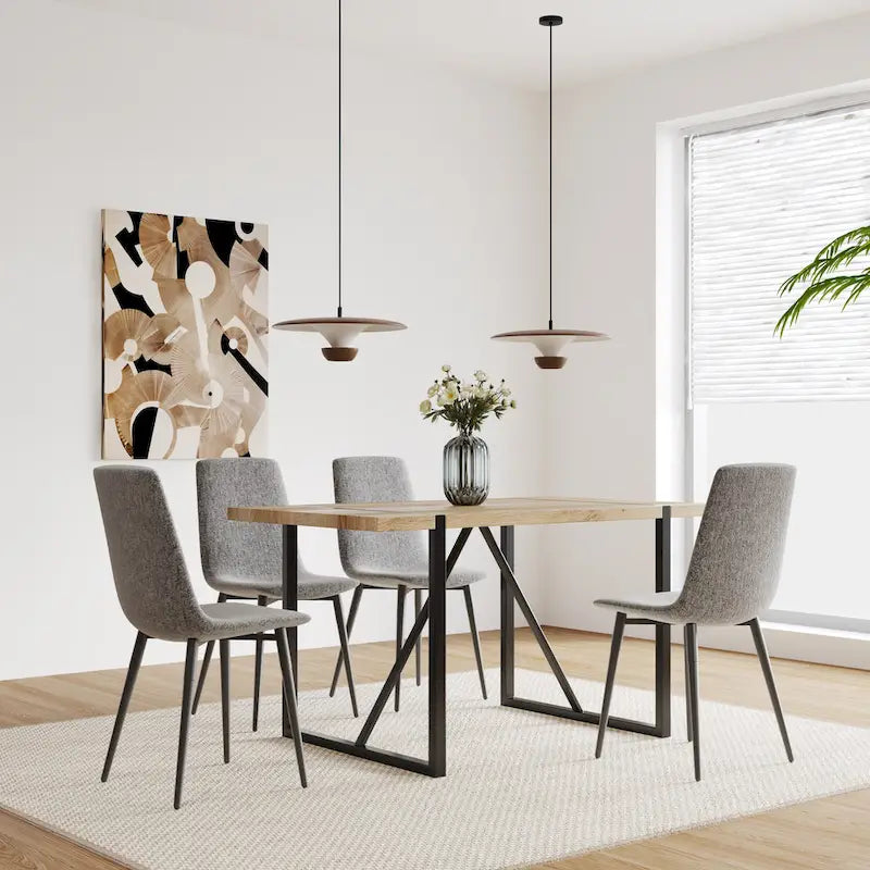 Ensemble table et chaises de cuisine en bois de style Mid-century, table de salle à manger pour petit appartement avec base et pieds en métal pour la cuisine
