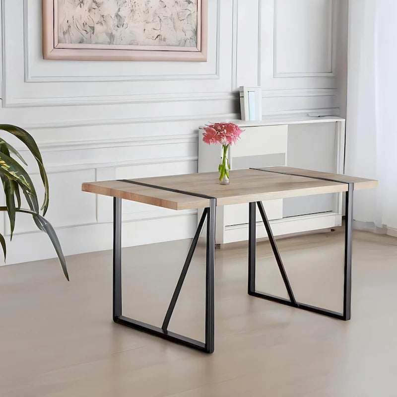 Ensemble table et chaises de cuisine en bois de style Mid-century, table de salle à manger pour petit appartement avec base et pieds en métal pour la cuisine