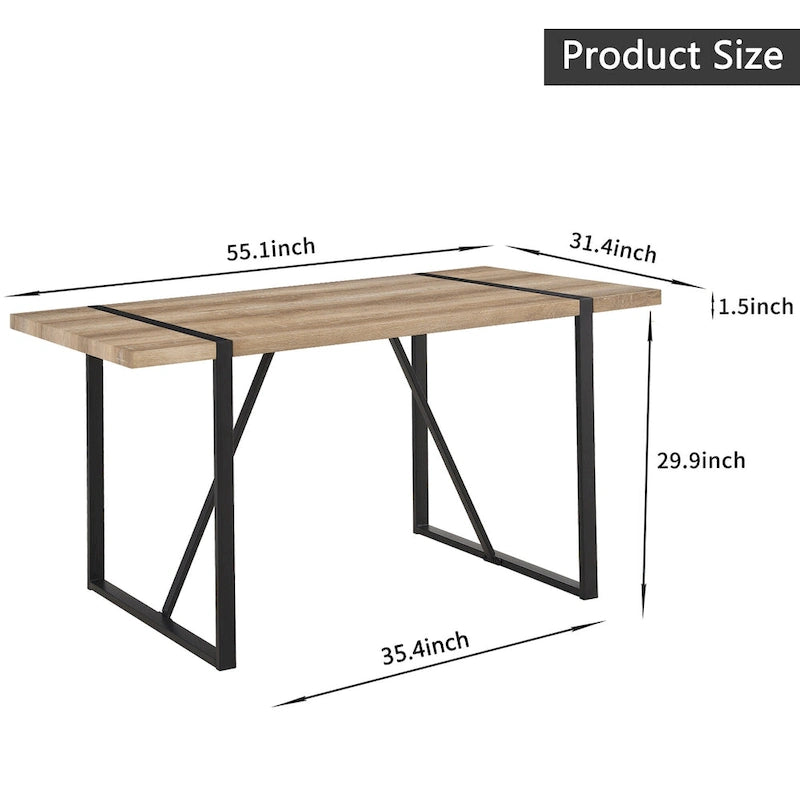 Ensemble table et chaises de cuisine en bois de style Mid-century, table de salle à manger pour petit appartement avec base et pieds en métal pour la cuisine