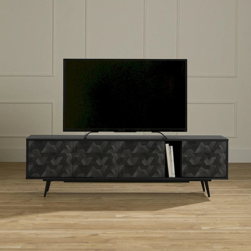 Meuble TV moderne de 71 po avec portes à ouverture tactile et gestion des câbles | Convient aux téléviseurs jusqu'à 75 po | 2 couleurs