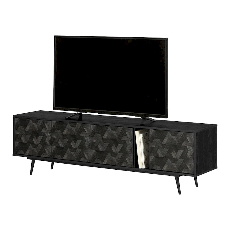 Meuble TV moderne de 71 po avec portes à ouverture tactile et gestion des câbles | Convient aux téléviseurs jusqu'à 75 po | 2 couleurs