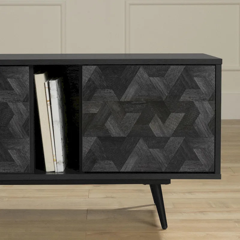 Meuble TV moderne de 71 po avec portes à ouverture tactile et gestion des câbles | Convient aux téléviseurs jusqu'à 75 po | 2 couleurs