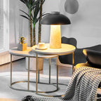 Lot de 2 tables basses gigognes modernes effet marbre – Tables d'appoint rondes pour le salon