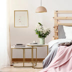 Lot de 2 tables basses gigognes modernes effet marbre – Tables d'appoint rondes pour le salon