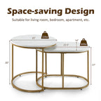 Lot de 2 tables basses gigognes modernes effet marbre – Tables d'appoint rondes pour le salon