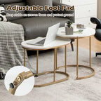 Lot de 2 tables basses gigognes modernes effet marbre – Tables d'appoint rondes pour le salon
