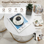 Lot de 2 tables basses gigognes modernes effet marbre – Tables d'appoint rondes pour le salon