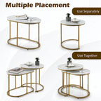 Lot de 2 tables basses gigognes modernes effet marbre – Tables d'appoint rondes pour le salon