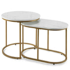 Lot de 2 tables basses gigognes modernes effet marbre – Tables d'appoint rondes pour le salon