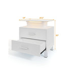 Table de chevet moderne avec station de charge et lumières LED - 2 tiroirs