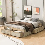 Lit plate-forme Queen Size avec 6 tiroirs de rangement
