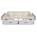 Lit plate-forme Queen Size avec 6 tiroirs de rangement