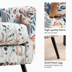 Fauteuil d'appoint rembourré à imprimé floral – Fauteuil de lecture avec pieds en métal réglables