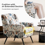 Fauteuil d'appoint rembourré à imprimé floral – Fauteuil de lecture avec pieds en métal réglables