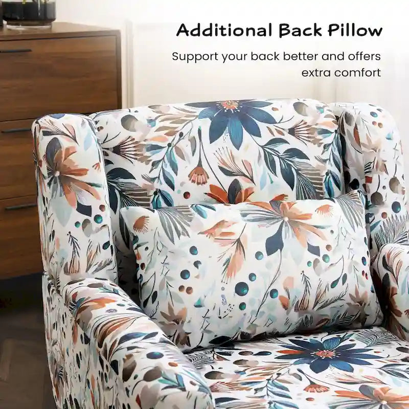 Fauteuil d'appoint rembourré à imprimé floral – Fauteuil de lecture avec pieds en métal réglables
