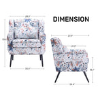 Fauteuil d'appoint rembourré à imprimé floral – Fauteuil de lecture avec pieds en métal réglables