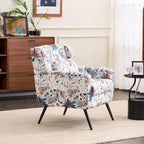 Fauteuil d'appoint rembourré à imprimé floral – Fauteuil de lecture avec pieds en métal réglables