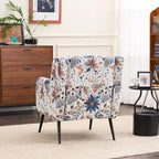 Fauteuil d'appoint rembourré à imprimé floral – Fauteuil de lecture avec pieds en métal réglables