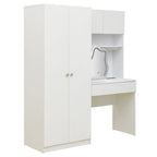 Penderie 4-en-1 avec coiffeuse, armoire de chambre avec miroir éclairé, armoire à deux portes