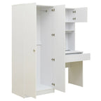 Penderie 4-en-1 avec coiffeuse, armoire de chambre avec miroir éclairé, armoire à deux portes