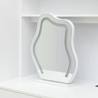 Penderie 4-en-1 avec coiffeuse, armoire de chambre avec miroir éclairé, armoire à deux portes