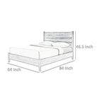 Lit double Carry Queen, tête de lit rembourrée en bouclette beige, bois massif noyer marron