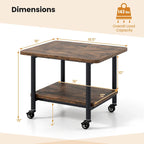 Support d'imprimante mobile à 2 niveaux avec étagère de rangement | 4 roulettes | Capacité de 36 kg | 48 x 41 x 38 cm | Marron