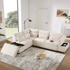 Canapé d'angle convertible modulaire Chenille avec pouf de rangement