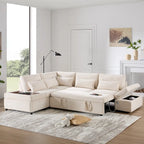 Canapé d'angle convertible modulaire Chenille avec pouf de rangement