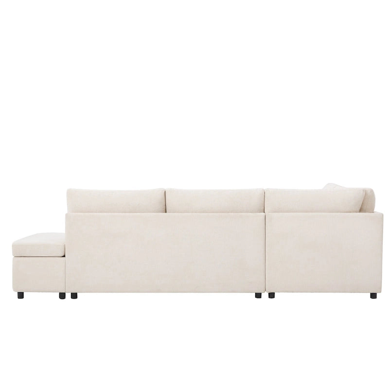 Canapé d'angle convertible modulaire Chenille avec pouf de rangement