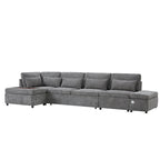 Canapé d'angle convertible modulaire Chenille avec pouf de rangement